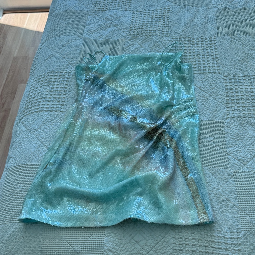 Jonathan Simkhai Aqua Sequin Mini Dress